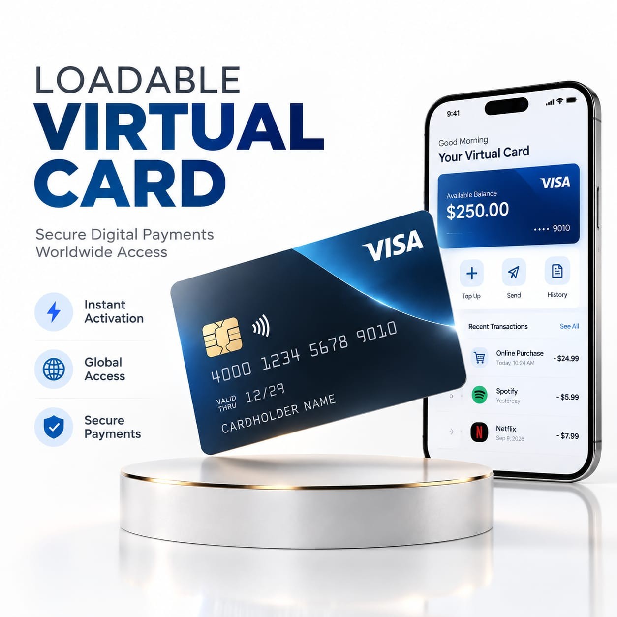 vertual visa card - dollar loadable card with full account access