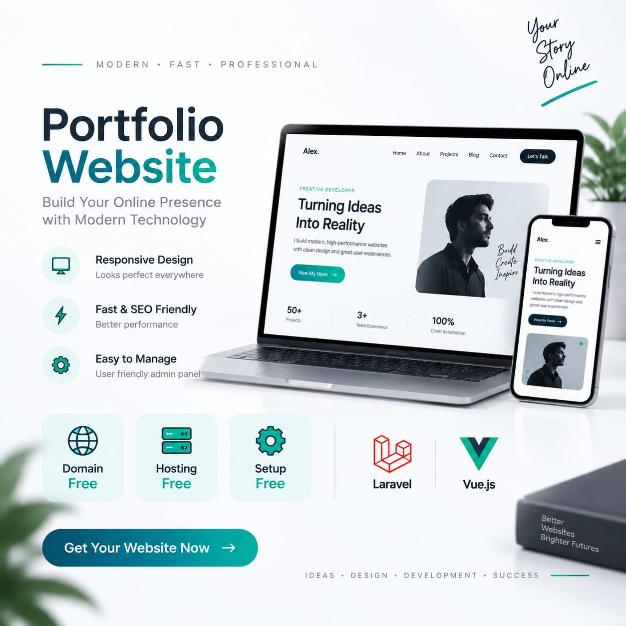 Portfolio Website - full controble and changable laravel,vuejs website.